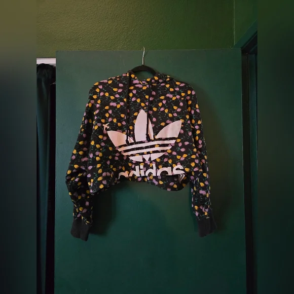 Adidas Black Hoodie with Colorful Floral Design - Picture 2 of 4
